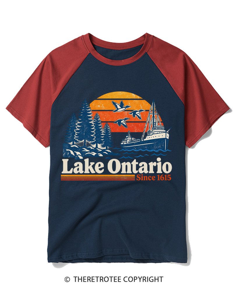 TheRetroTee Lake Ontario 1615 Raglan Baseball T-Shirt