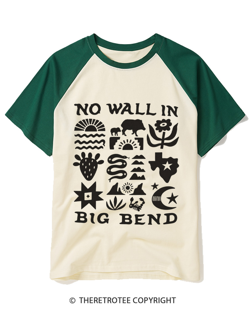 TheRetroTee No Big Bend Wall Vintage Raglan Baseball T-Shirt