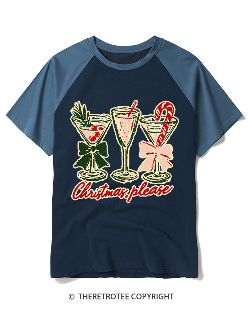TheRetroTee Christmas Please 1950s Raglan Baseball T-Shirt