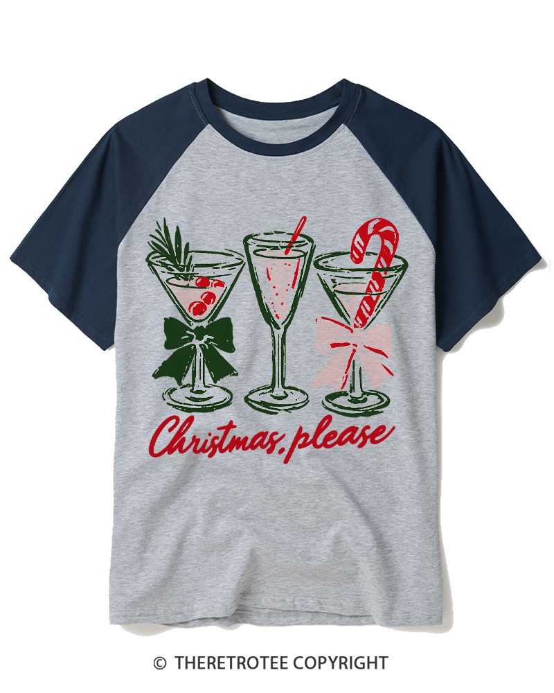 TheRetroTee Christmas Please 1950s Raglan Baseball T-Shirt