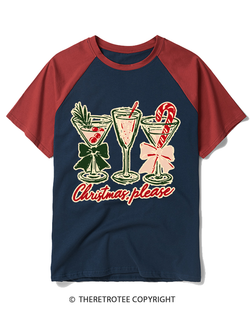 TheRetroTee Christmas Please 1950s Raglan Baseball T-Shirt