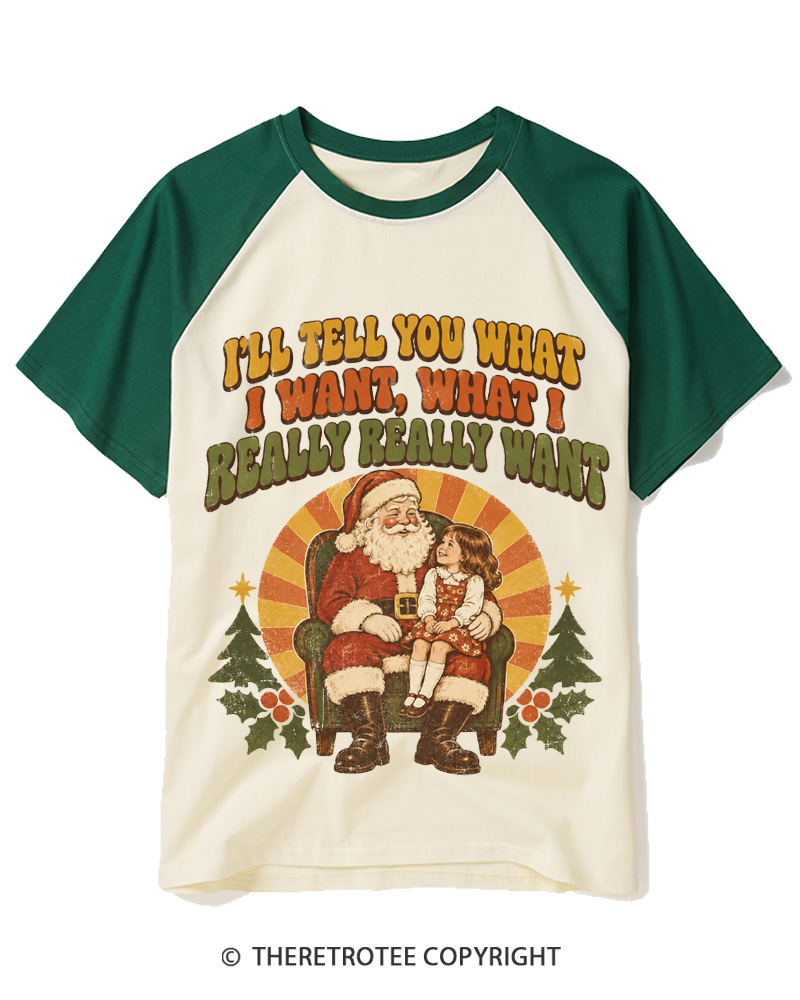 TheRetroTee Tell Me What You Want 1990s Raglan Baseball T-Shirt