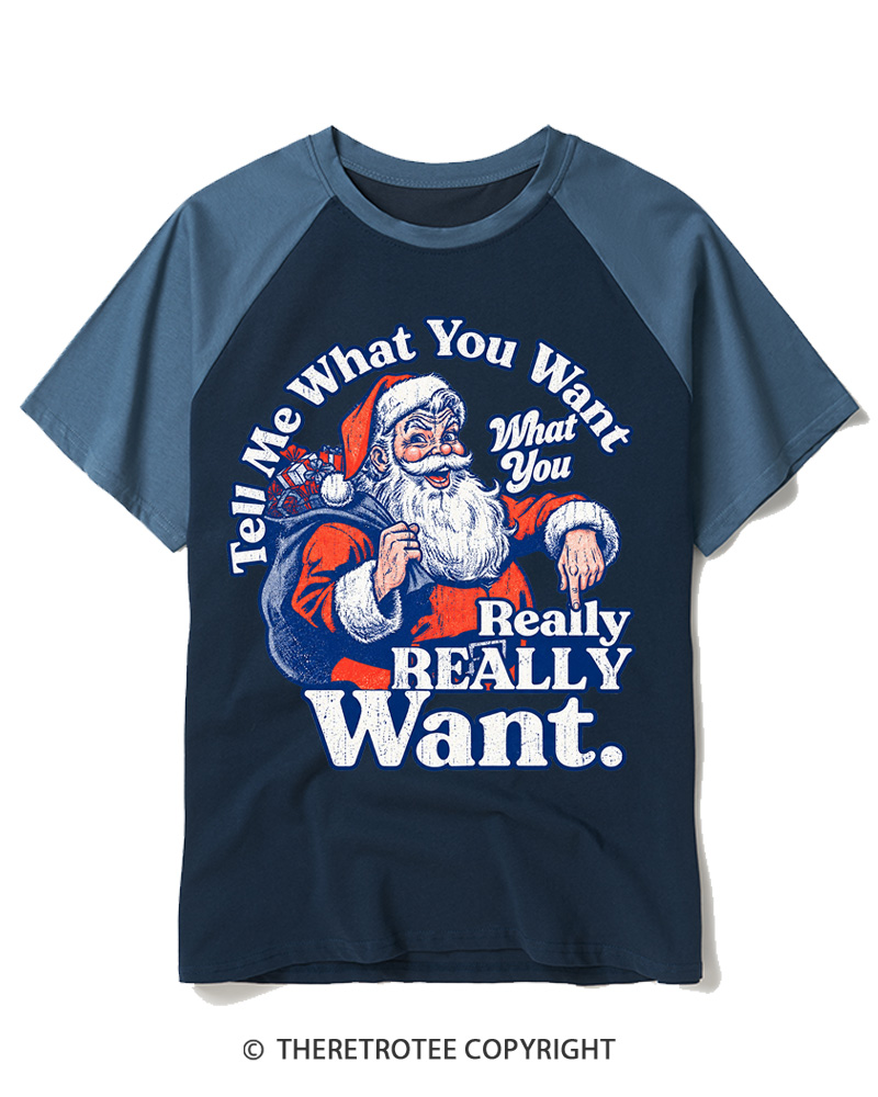 TheRetroTee Tell Me What You Want 1990s Raglan Baseball T-Shirt