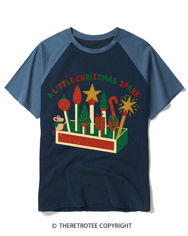 TheRetroTee A Little Christmas Spark 1950s Raglan Baseball T-Shirt