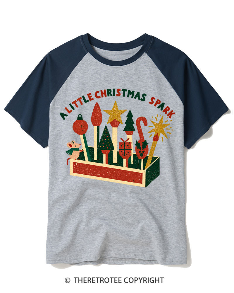 TheRetroTee A Little Christmas Spark 1950s Raglan Baseball T-Shirt