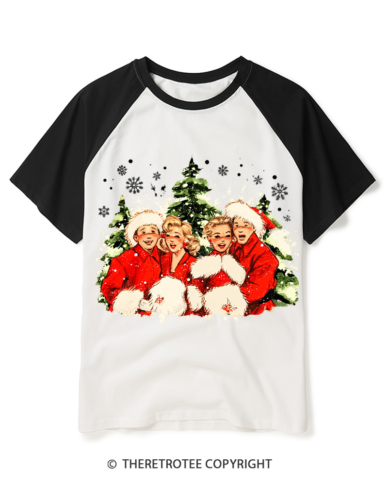 TheRetroTee Christmas Song 1950s Raglan Baseball T-Shirt