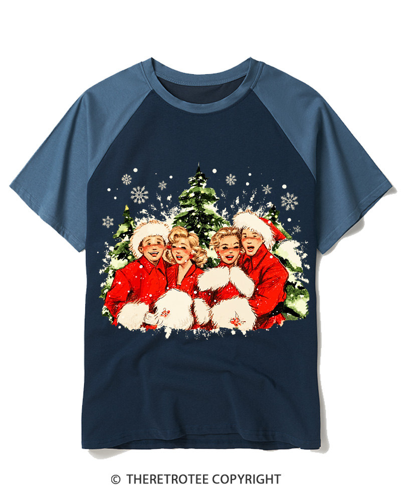 TheRetroTee Christmas Song 1950s Raglan Baseball T-Shirt