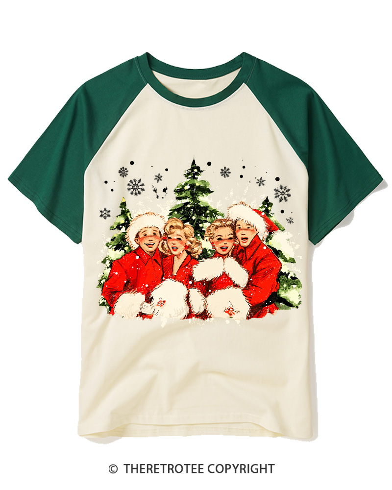 TheRetroTee Christmas Song 1950s Raglan Baseball T-Shirt