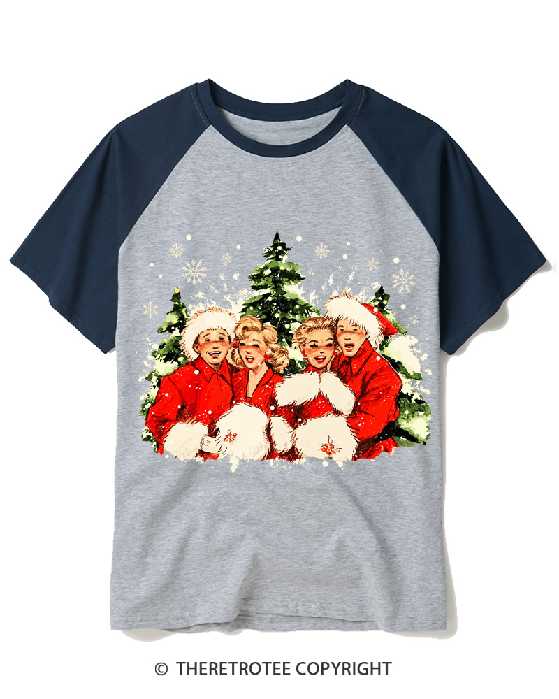 TheRetroTee Christmas Song 1950s Raglan Baseball T-Shirt
