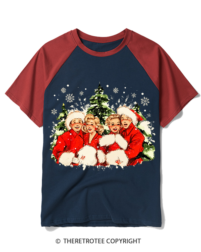 TheRetroTee Christmas Song 1950s Raglan Baseball T-Shirt