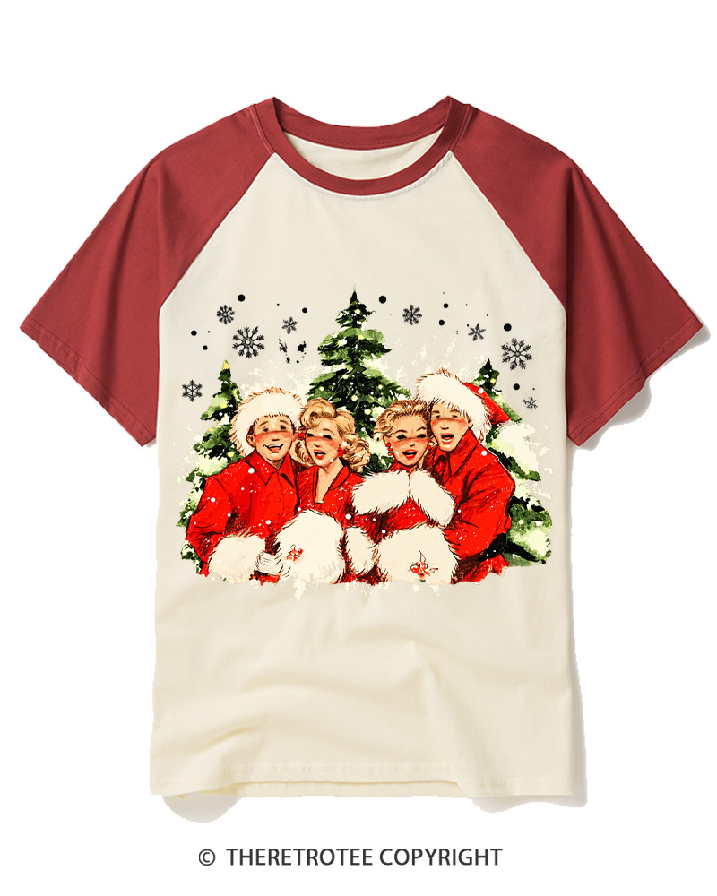 TheRetroTee Christmas Song 1950s Raglan Baseball T-Shirt