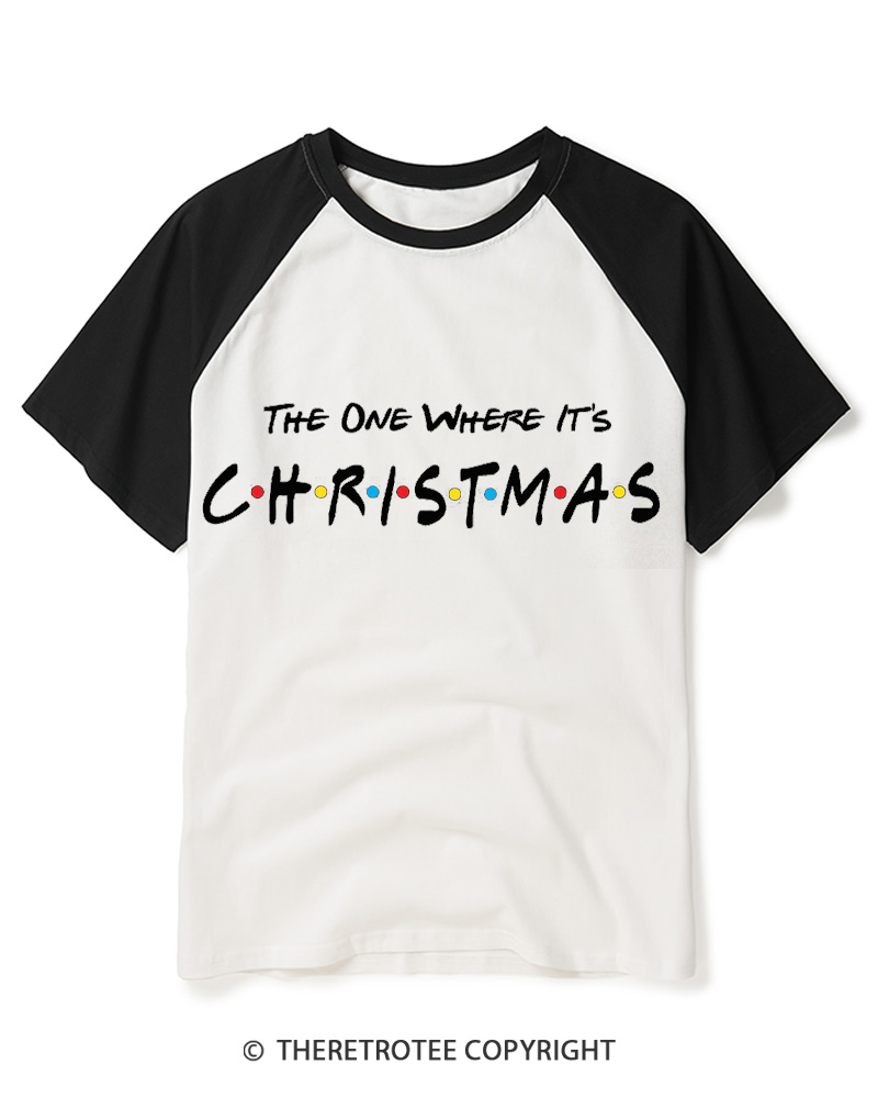 TheRetroTee The One Where It’s Christmas 1990s Raglan Baseball T-Shirt