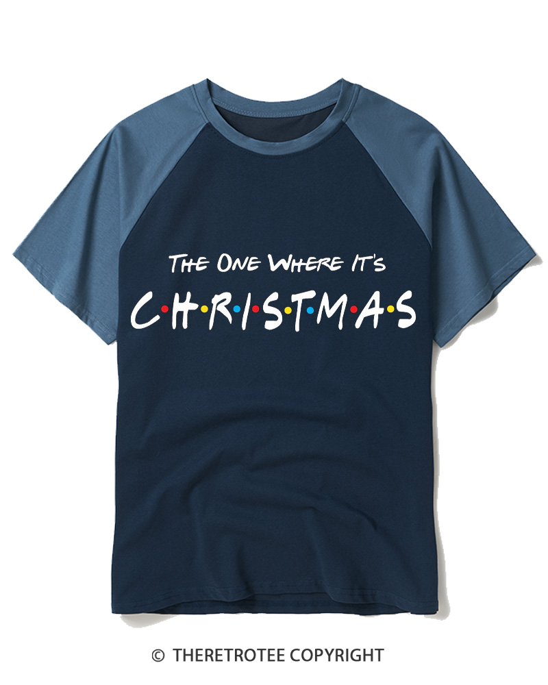 TheRetroTee The One Where It’s Christmas 1990s Raglan Baseball T-Shirt