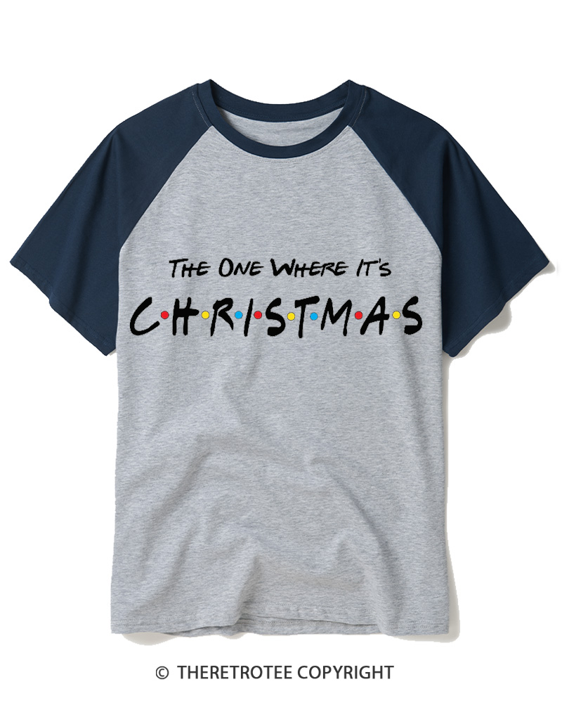 TheRetroTee The One Where It’s Christmas 1990s Raglan Baseball T-Shirt