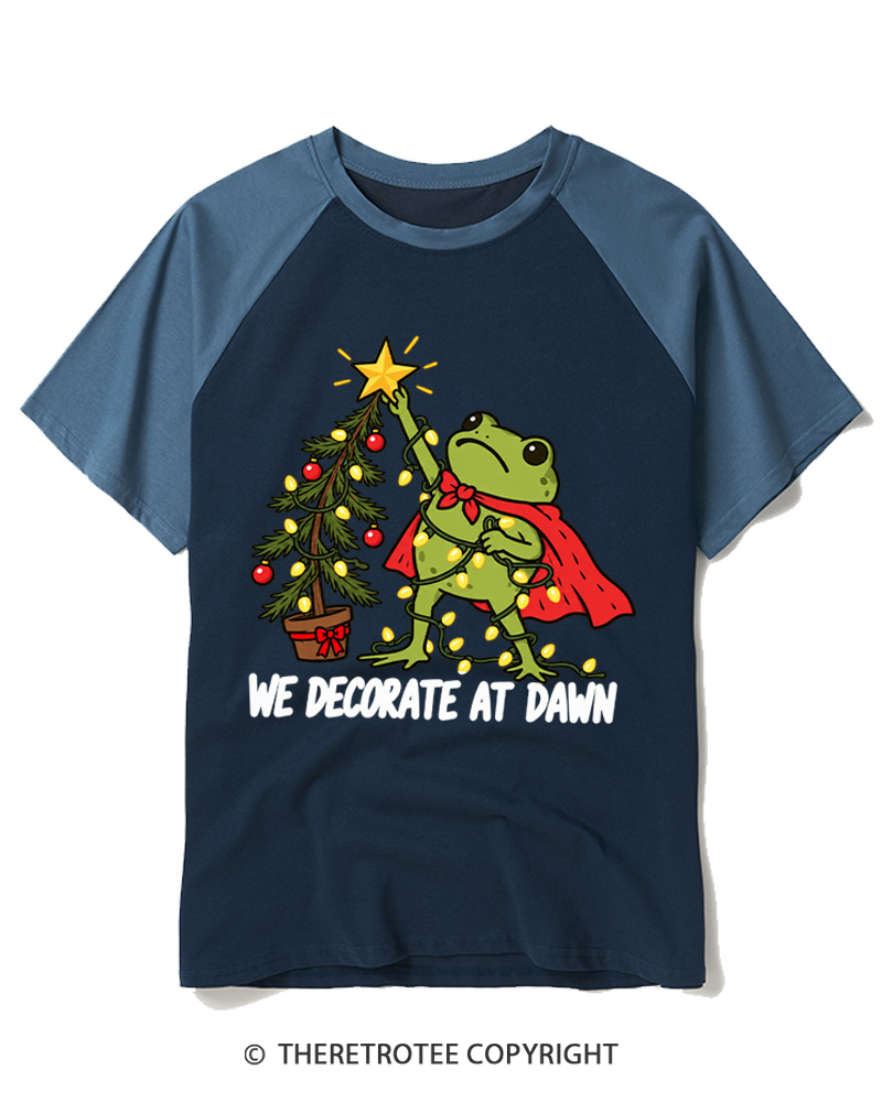 TheRetroTee We Decorate At Dawn Vintage Raglan Baseball T-Shirt