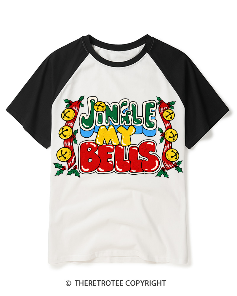 TheRetroTee Jingle My Bells 1990s Raglan Baseball T-Shirt