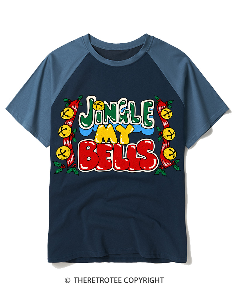 TheRetroTee Jingle My Bells 1990s Raglan Baseball T-Shirt