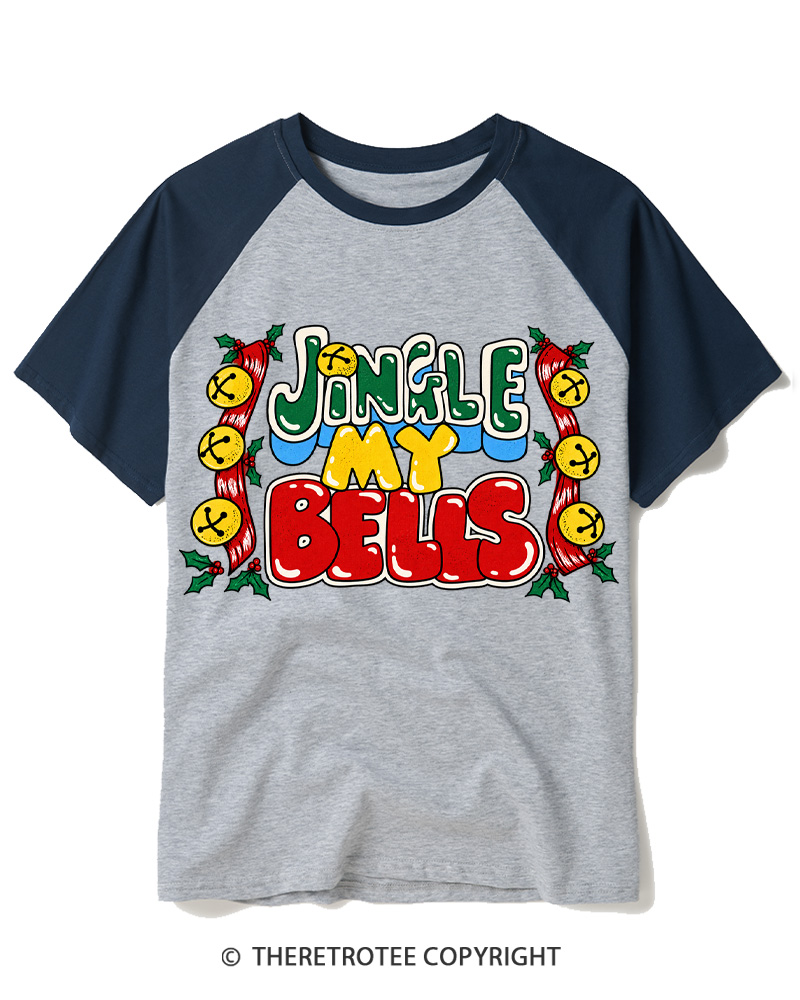 TheRetroTee Jingle My Bells 1990s Raglan Baseball T-Shirt