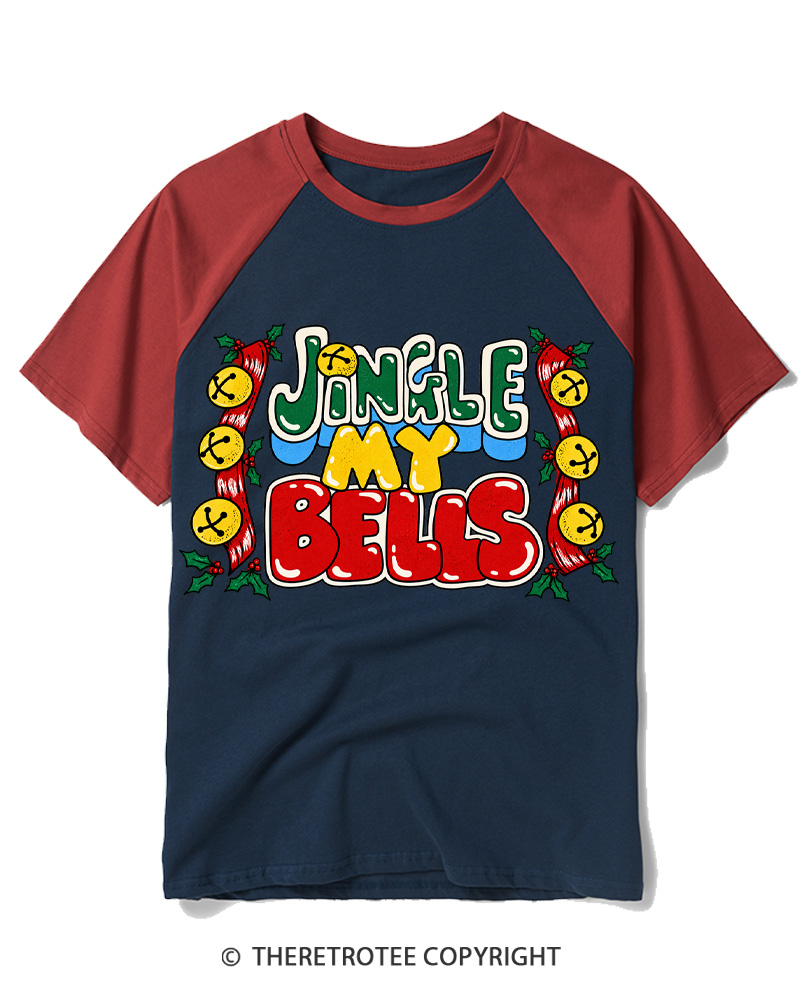 TheRetroTee Jingle My Bells 1990s Raglan Baseball T-Shirt