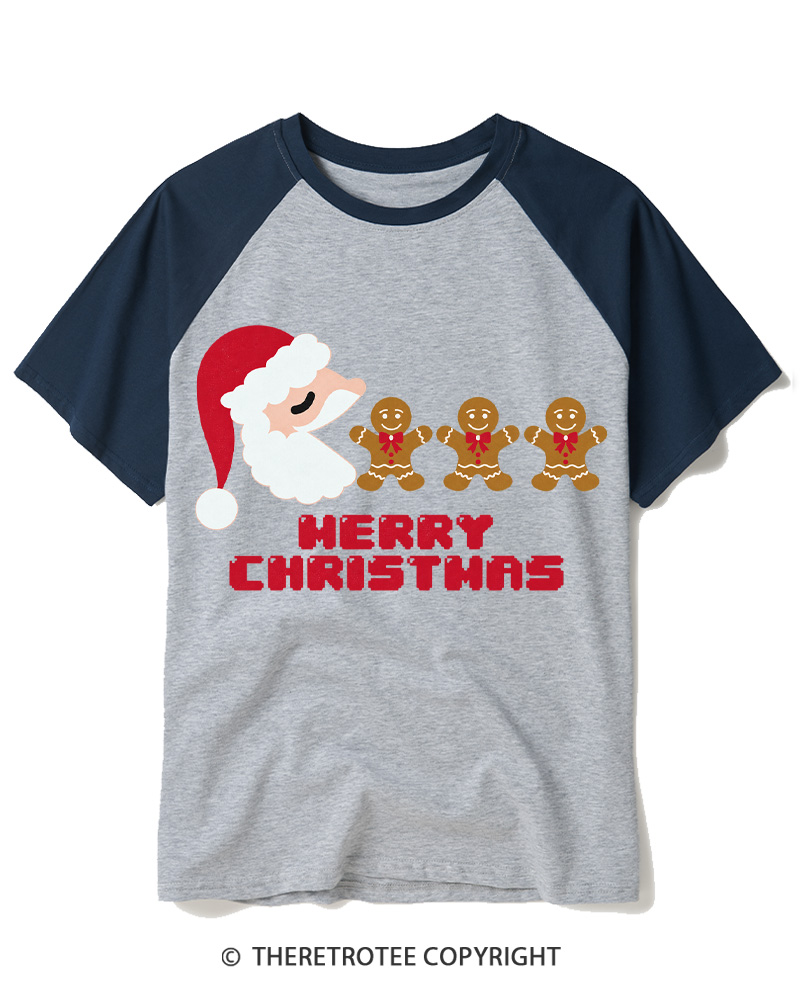 TheRetroTee Merry Christmas 1970s Raglan Baseball T-Shirt