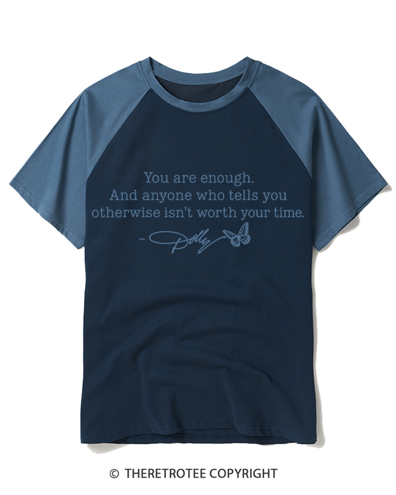 TheRetroTee You Are Enough 1970s Raglan Baseball T-Shirt