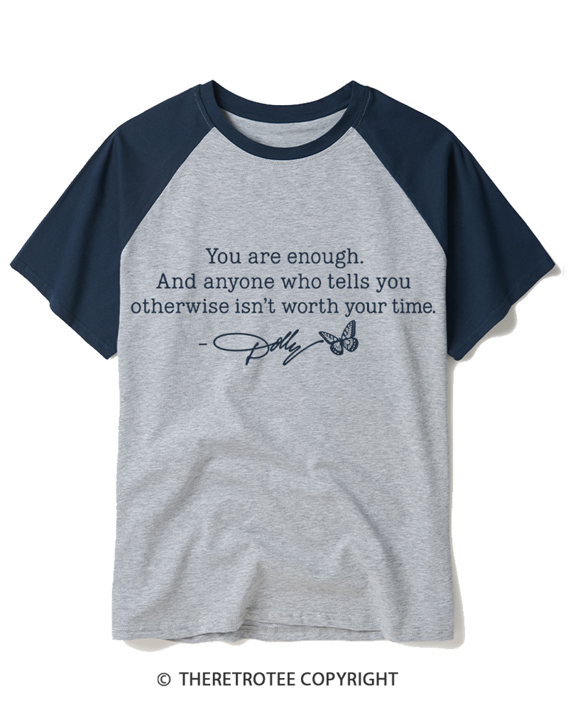 TheRetroTee You Are Enough 1970s Raglan Baseball T-Shirt