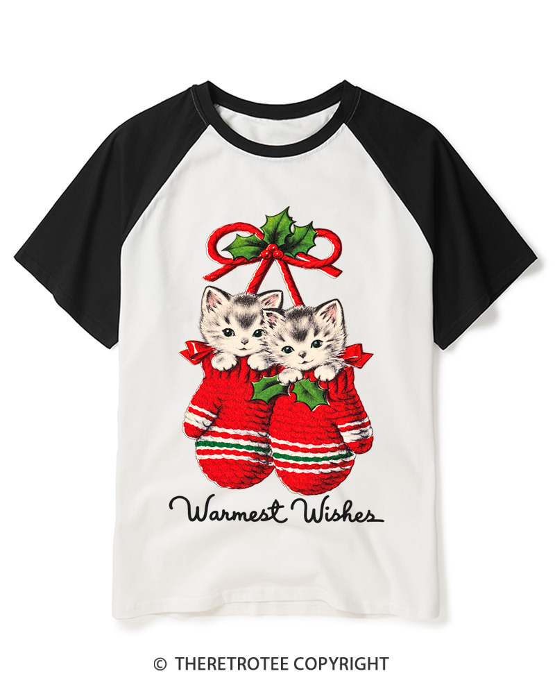 TheRetroTee Warmest Wishes 1950s Raglan Baseball T-Shirt