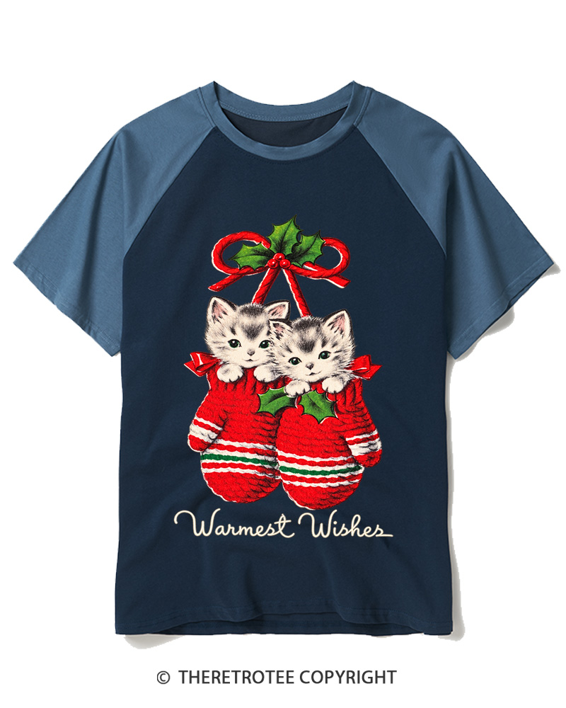 TheRetroTee Warmest Wishes 1950s Raglan Baseball T-Shirt
