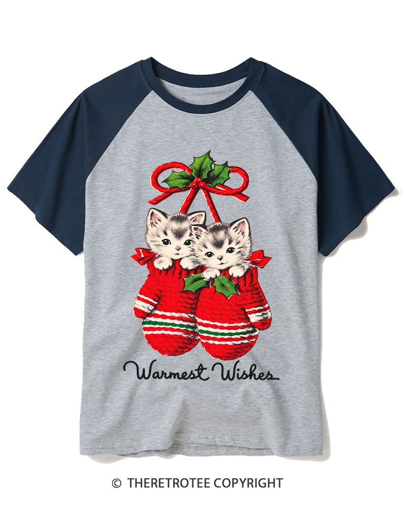 TheRetroTee Warmest Wishes 1950s Raglan Baseball T-Shirt