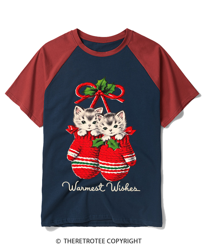 TheRetroTee Warmest Wishes 1950s Raglan Baseball T-Shirt