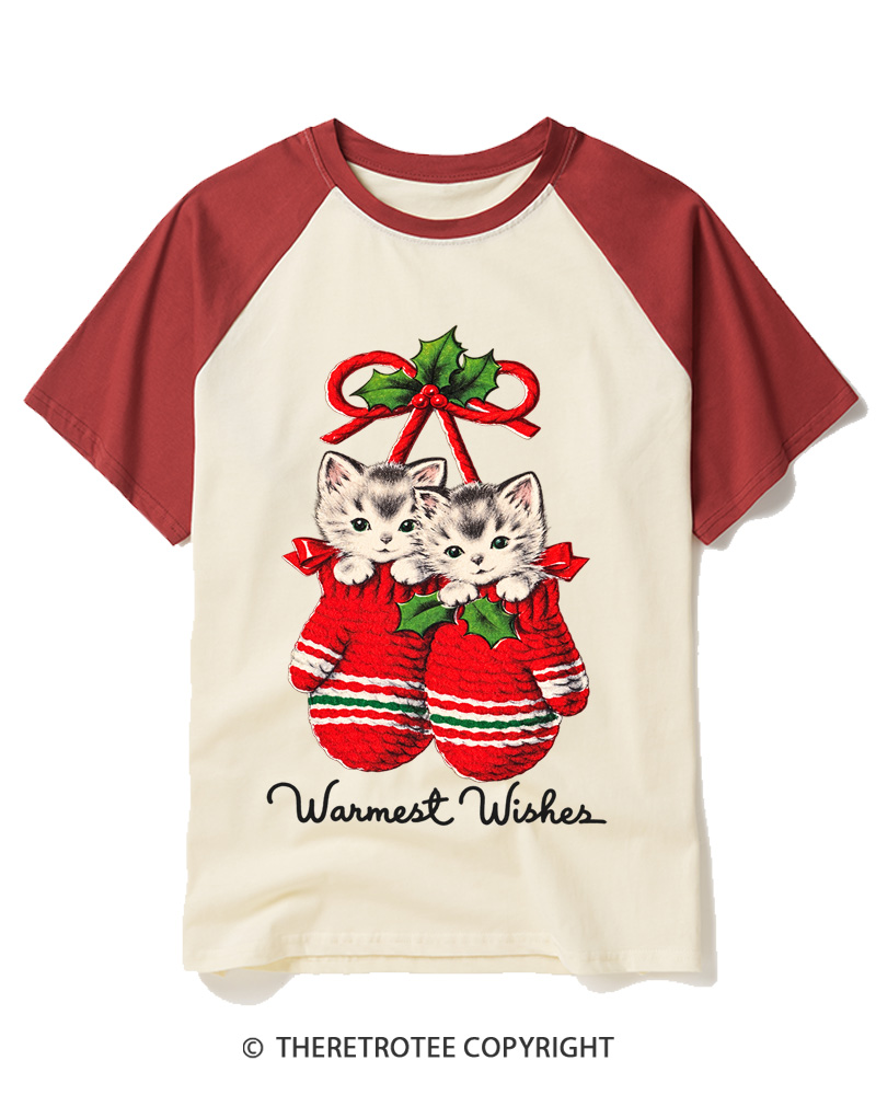TheRetroTee Warmest Wishes 1950s Raglan Baseball T-Shirt