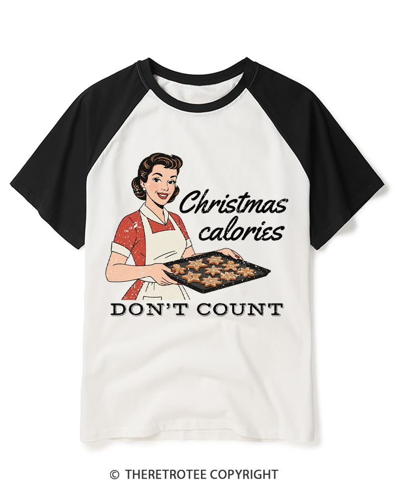 TheRetroTee Christmas Cookie Baking 1950s Raglan Baseball T-Shirt