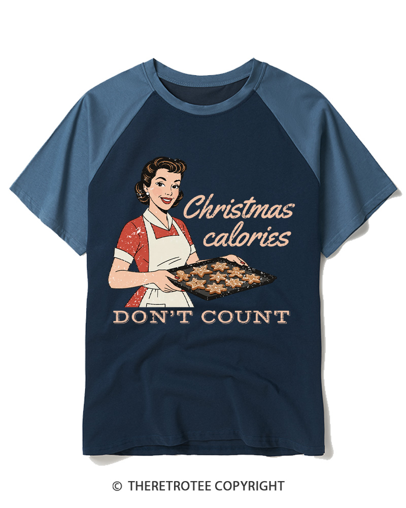 TheRetroTee Christmas Cookie Baking 1950s Raglan Baseball T-Shirt