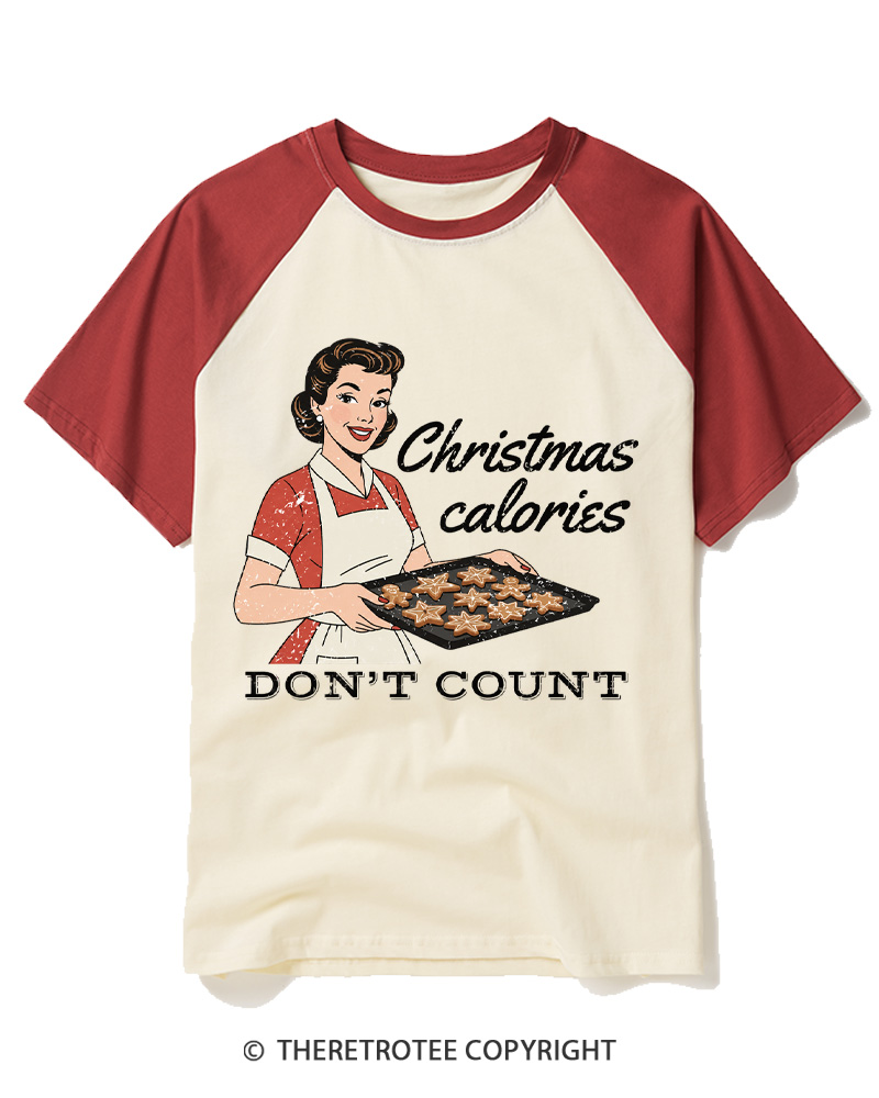 TheRetroTee Christmas Cookie Baking 1950s Raglan Baseball T-Shirt