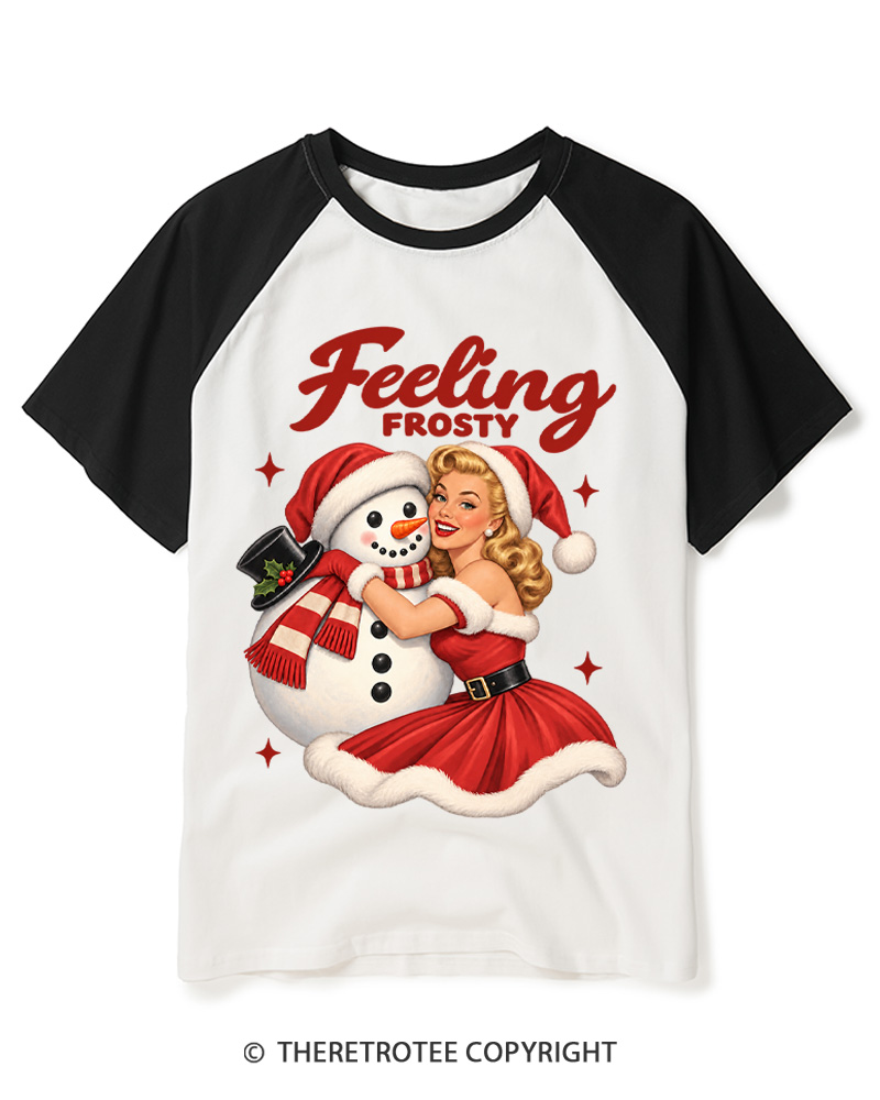 TheRetroTee Feeling Frosty 1950s Raglan Baseball T-Shirt