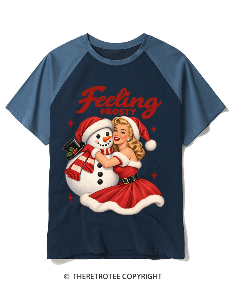 TheRetroTee Feeling Frosty 1950s Raglan Baseball T-Shirt