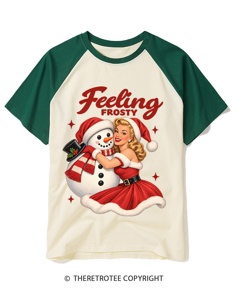TheRetroTee Feeling Frosty 1950s Raglan Baseball T-Shirt