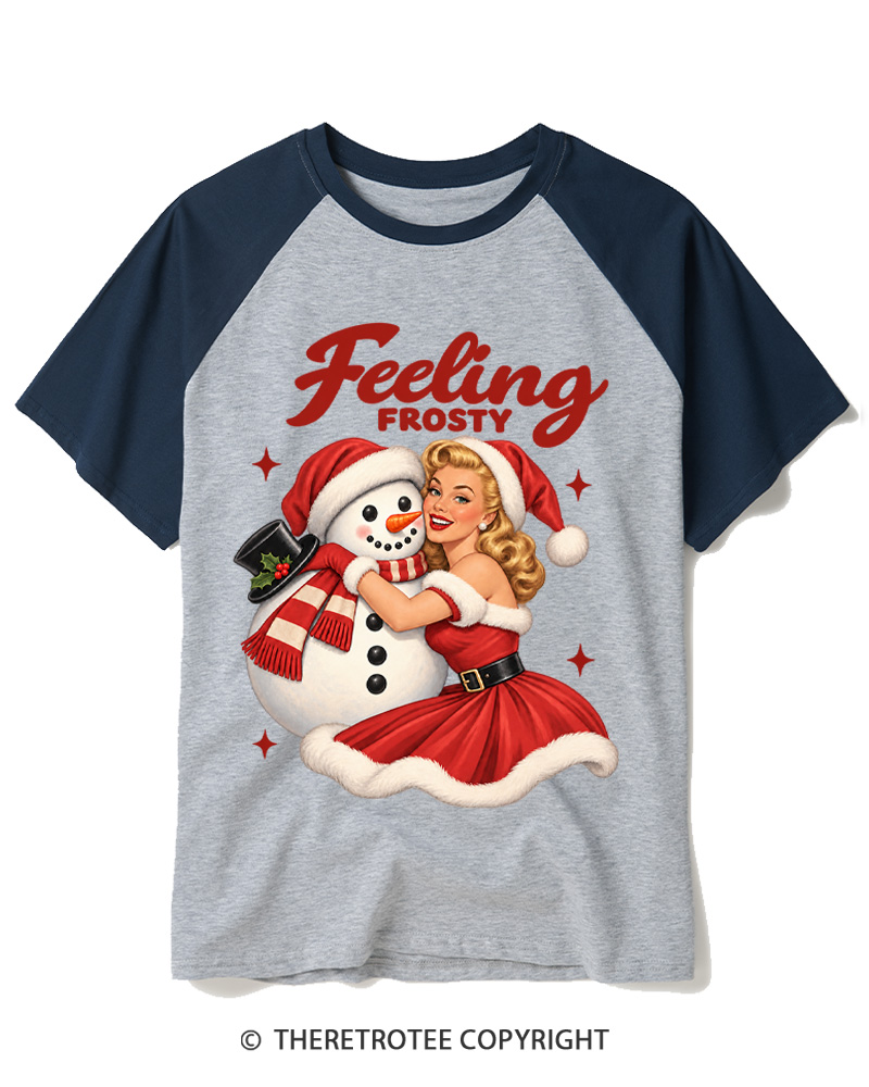 TheRetroTee Feeling Frosty 1950s Raglan Baseball T-Shirt