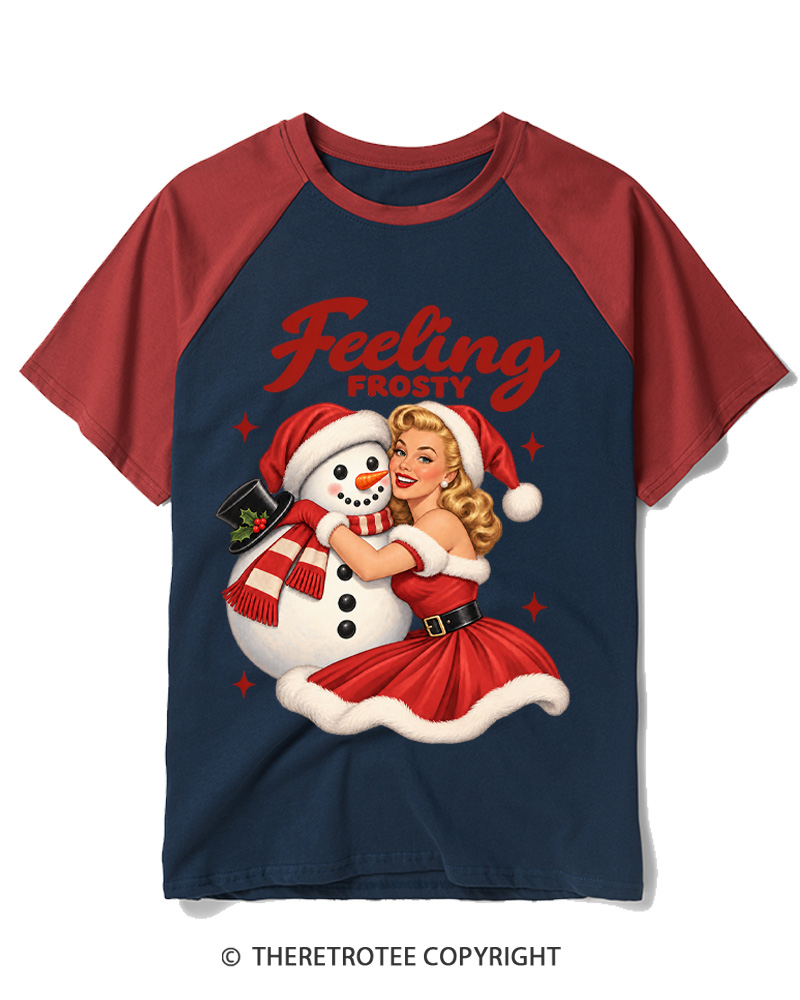 TheRetroTee Feeling Frosty 1950s Raglan Baseball T-Shirt