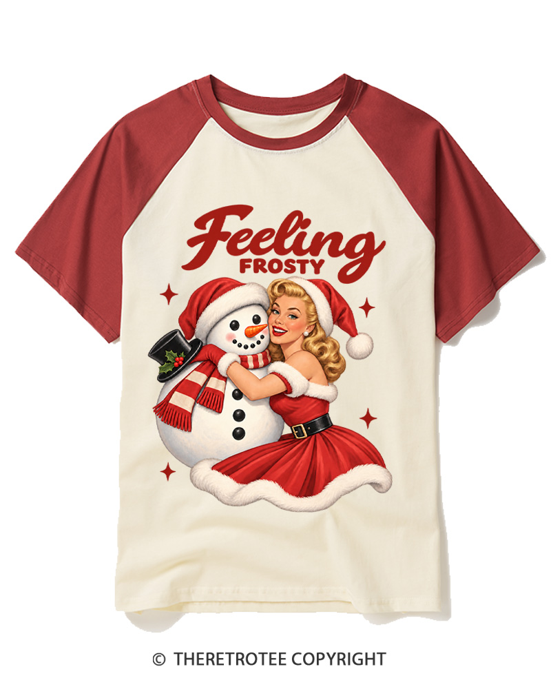 TheRetroTee Feeling Frosty 1950s Raglan Baseball T-Shirt
