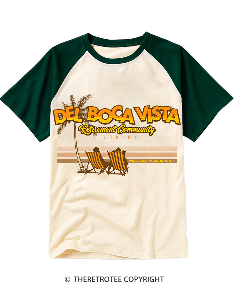 TheRetroTee Del Boca Vista 1970s Raglan Baseball T-Shirt