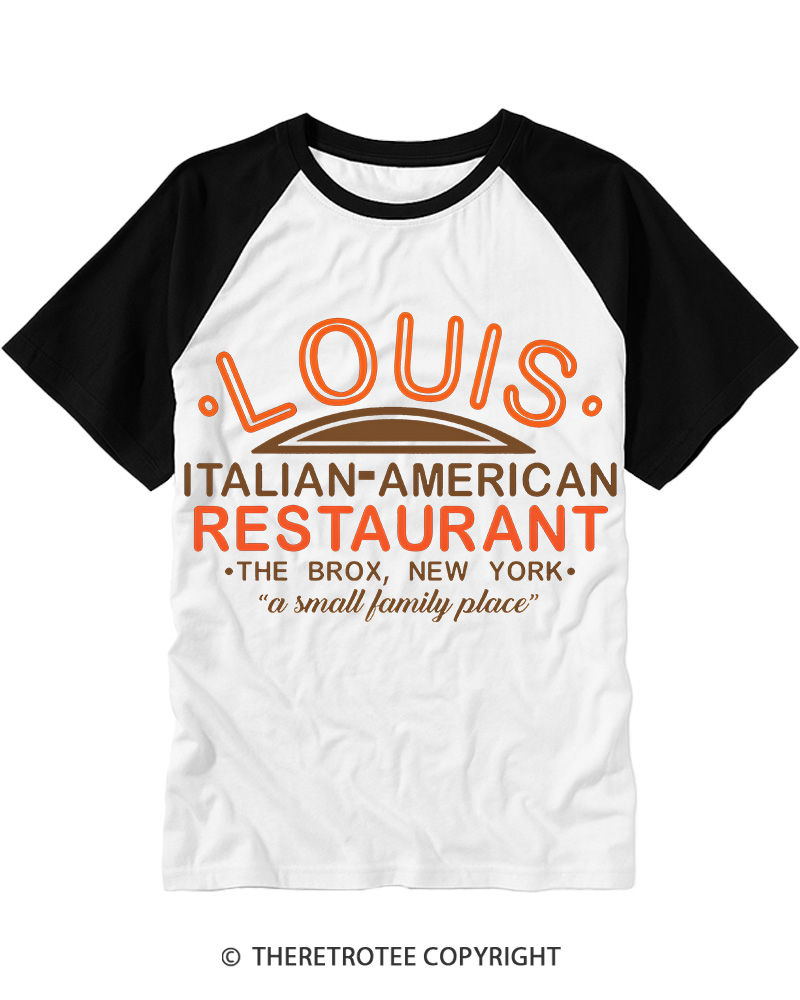 TheRetroTee Louis Italian American Restaurant 1970s Raglan Baseball T-Shirt
