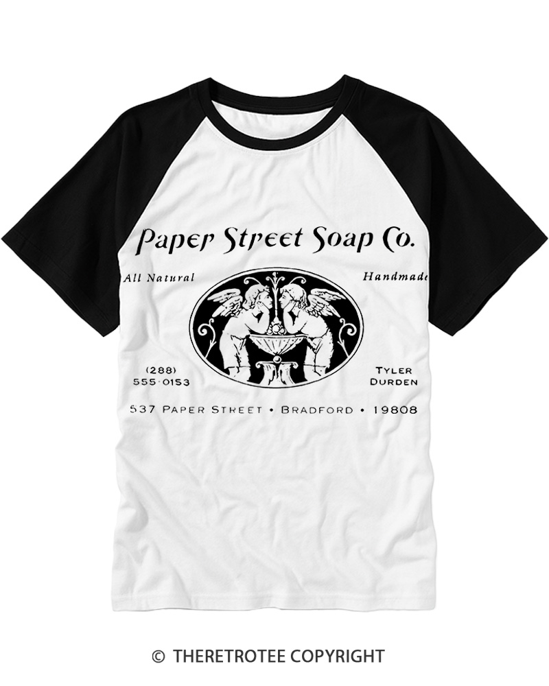 TheRetroTee Paper Street Soap Co. Fight Club 1999 Raglan Baseball T-Shirt