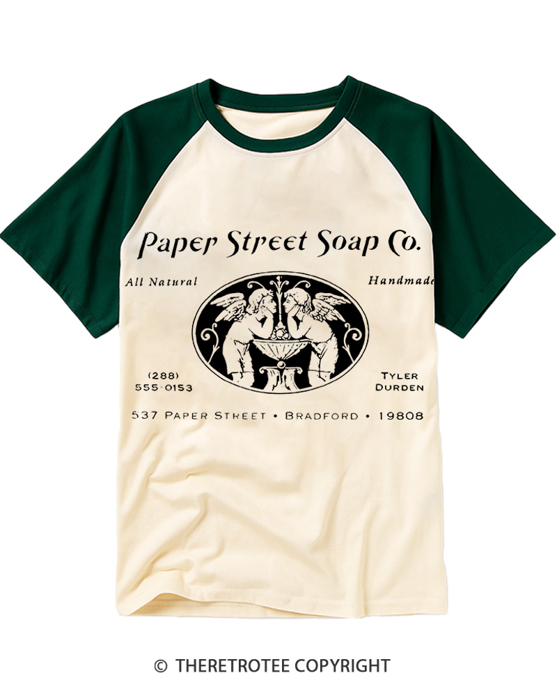 TheRetroTee Paper Street Soap Co. Fight Club 1999 Raglan Baseball T-Shirt
