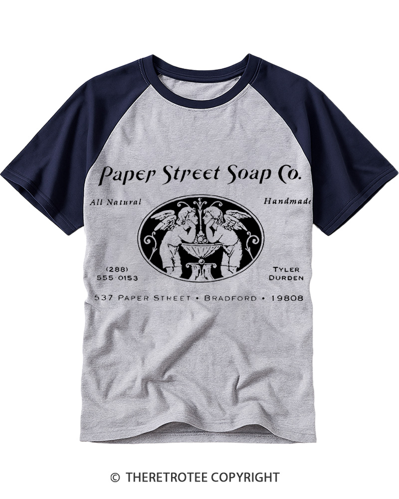 TheRetroTee Paper Street Soap Co. Fight Club 1999 Raglan Baseball T-Shirt