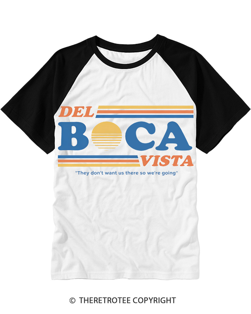 TheRetroTee Del Boca Vista 1970s Raglan Baseball T-Shirt
