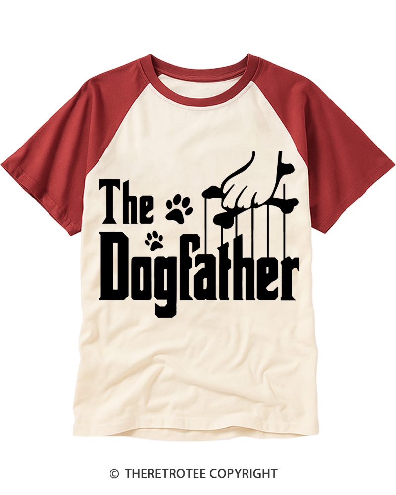 TheRetroTee The Dogfather 1990s Raglan Baseball T-Shirt