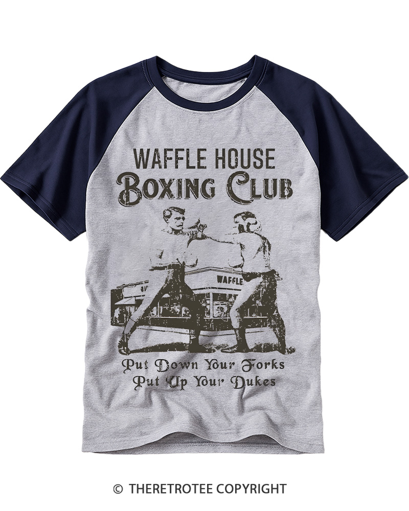 TheRetroTee Waffle House Boxing Club 1970s Raglan Baseball T-Shirt