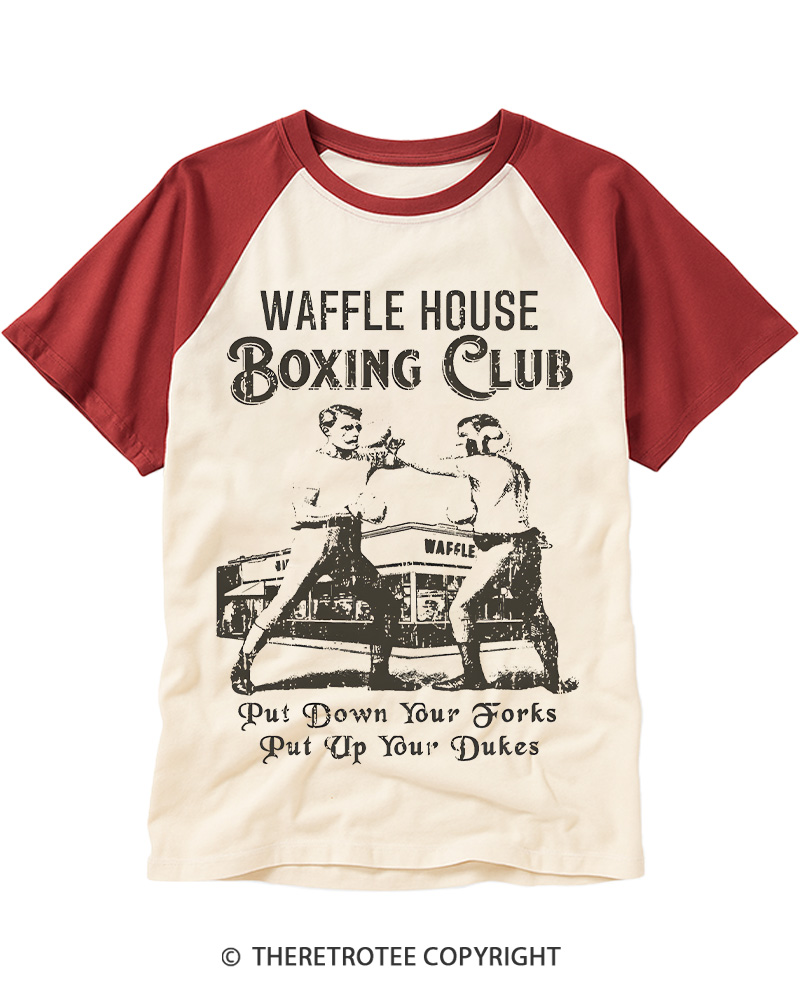 TheRetroTee Waffle House Boxing Club 1970s Raglan Baseball T-Shirt