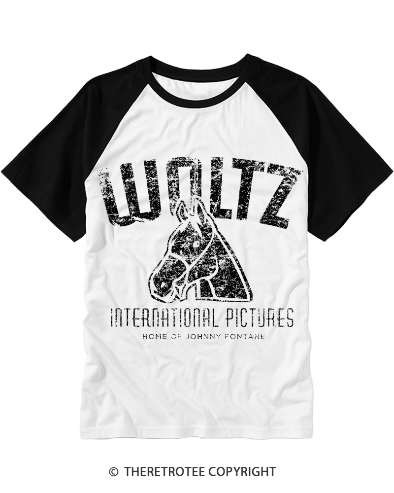 TheRetroTee Woltz International Pictures 1970s Raglan Baseball T-Shirt